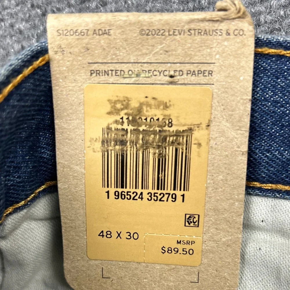 Levi's 501 Jeans Mens 48x30 Blue Distressed 150th Anniversary Button Fly Denim